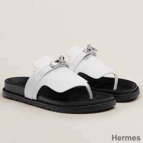 Hermes Empire Sandals in White Calfskin