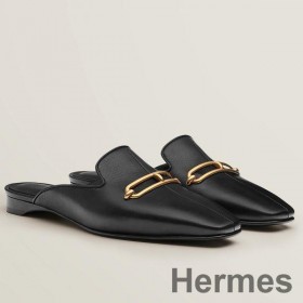 Hermes Esmee Mules in Black Calfskin