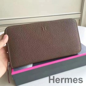 Hermes Etoupe Clemence Azap Zipped Wallet