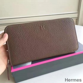 Hermes Etoupe Clemence Azap Zipped Wallet
