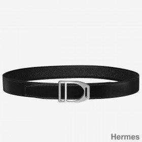 Hermes Etrier Buckle Belt & Black Clemence 32 MM Strap