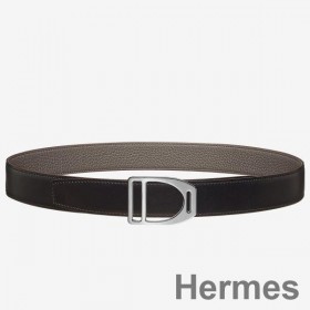 Hermes Etrier Buckle Belt & Taupe Clemence 32 MM Strap