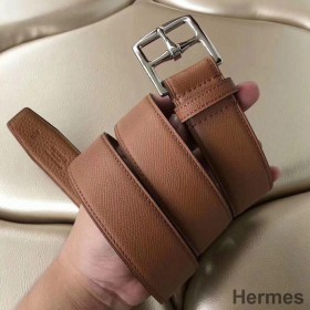 Hermes Etriviere 40 Belt In Brown Epsom Leather
