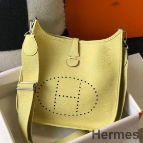 Hermes Evelyne III 29 PM Bag In Jaune Poussin Clemence Leather