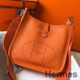 Hermes Evelyne III 29 PM Bag In Orange Clemence Leather