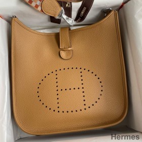 Hermes Evelyne III PM 29 Handmade Bag in Biscuit Clemence Leather