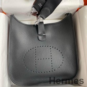 Hermes Evelyne III PM 29 Handmade Bag in Black Clemence Leather