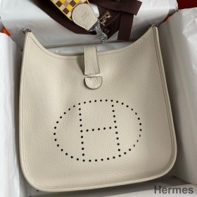 Hermes Evelyne III PM 29 Handmade Bag in Craie Clemence Leather