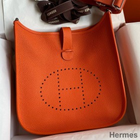 Hermes Evelyne III PM 29 Handmade Bag in Orange Clemence Leather