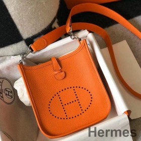 Hermes Evelyne III TPM Bag In Orange Clemence Leather
