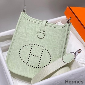 Hermes Evelyne III TPM Bag In Vert Fizz Clemence Leather