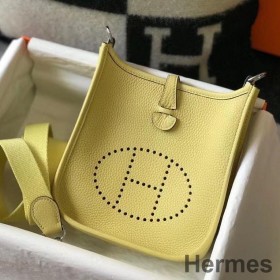 Hermes Evelyne III TPM Mini Bag In Jaune Poussin Clemence Leather