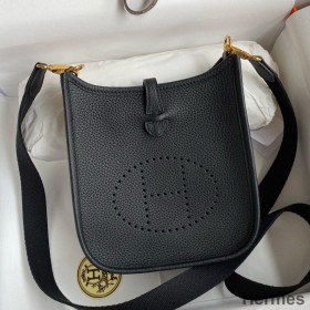 Hermes Evelyne Mini Handmade Bag in Black Clemence Leather