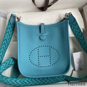 Hermes Evelyne Mini Handmade Bag in Blue du Nord Clemence Leather