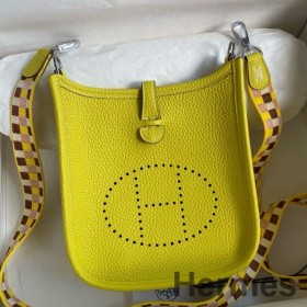 Hermes Evelyne Mini Handmade Bag in Lime Clemence Leather