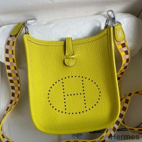 Hermes Evelyne Mini Handmade Bag in Lime Clemence Leather