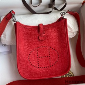 Hermes Evelyne Mini Handmade Bag in Red Clemence Leather