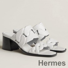 Hermes Gaby Sandals 60mm in White Nappa Leather