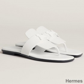 Hermes Galerie Sandals In White Calfskin