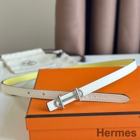 Hermes Gamma 13mm Belt in White Epsom Leather and Yellow Swift Leather