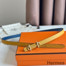 Hermes Gamma 13mm Belt in Yellow Epsom Leather and Blue Swift Leather