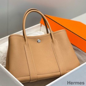 Hermes Garden Party 30 Bag In Chai Taurillon Leather