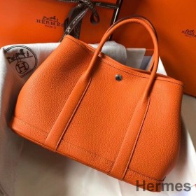 Hermes Garden Party 30 Bag In Orange Taurillon Leather