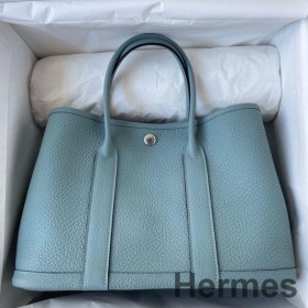 Hermes Garden Party 30 Handmade Bag in Ciel Negonda Leather
