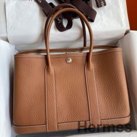 Hermes Garden Party 30 Handmade Bag in Gold Negonda Leather
