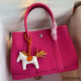 Hermes Garden Party 30 Handmade Bag in Rose Red Clemence Leather