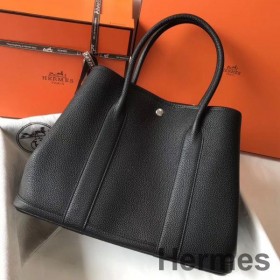 Hermes Garden Party 36 Bag In Black Clemence Leather