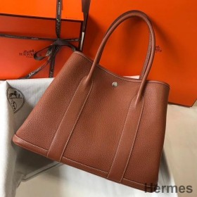 Hermes Garden Party 36 Bag In Gold Clemence Leather