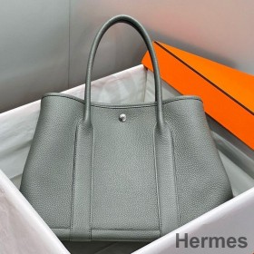 Hermes Garden Party 36 Bag In Gris Meyer Clemence Leather