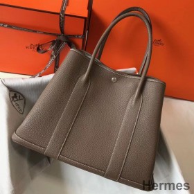 Hermes Garden Party 36 Bag In Taupe Clemence Leather