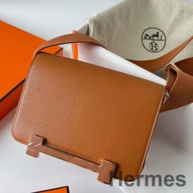 Hermes Geta Handmade Bag In Caramel Chevre Mysore Leather
