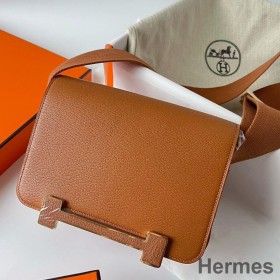Hermes Geta Handmade Bag In Caramel Chevre Mysore Leather