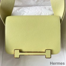 Hermes Geta Handmade Bag In Jaune Bourgeon Chevre Mysore Leather