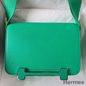 Hermes Geta Handmade Bag In Menthe Chevre Mysore Leather