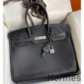 Hermes Ghillies Birkin 35cm Limited - edition Bag In Black Calfskin