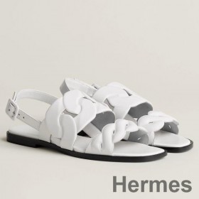 Hermes Grace Sandals in White Nappa Leather