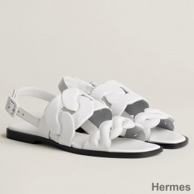 Hermes Grace Sandals in White Nappa Leather