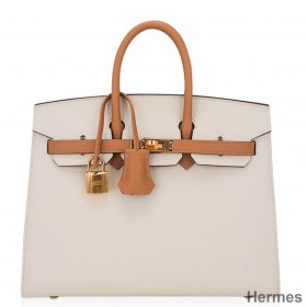 Hermes HSS Birkin 25 Sellier Bag in Craie and Gold Epsom Calfskin