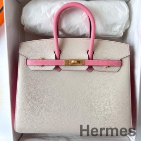 Hermes HSS Birkin 25 Sellier Bag in Craie and Rose Confetti Epsom Calfskin
