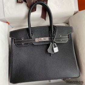 Hermes HSS Birkin 30 Bicolor Bag in Black and Red Chevre Mysore Leather
