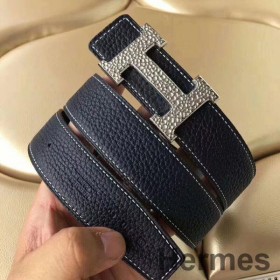 Hermes H Belt Buckle & Noir Clemence 32 MM Strap