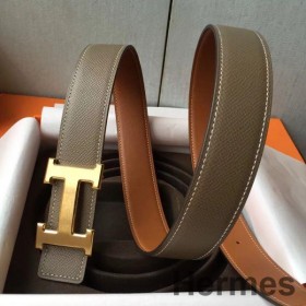 Hermes H Belt Buckle & Taupe Epsom 32 MM Strap