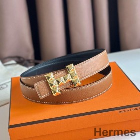 Hermes H Medor Reversible Belt 24MM in Gold Epsom Leather