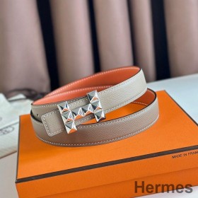 Hermes H Medor Reversible Belt 24MM in Tourterelle Epsom Leather