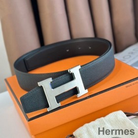 Hermes H Reversible Belt 38MM in Black Epsom Leather