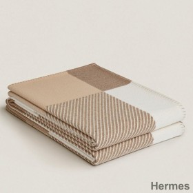 Hermes H Riviera Blanket in Beige Wool and Cashmere